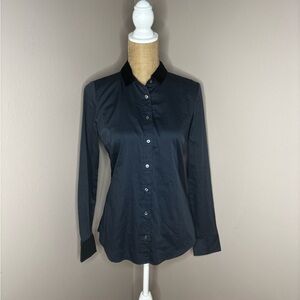 J CREW The Perfect Shirt Navy Blue Long Sleeve Button Down Top Sz 6
